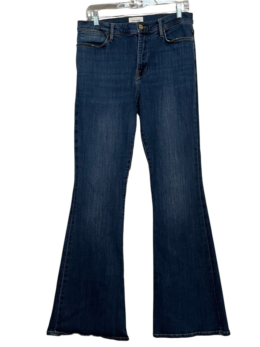 FRAME Le High Flare Jeans Dublin Dark Wash High Rise 32 - Picture 4 of 12
